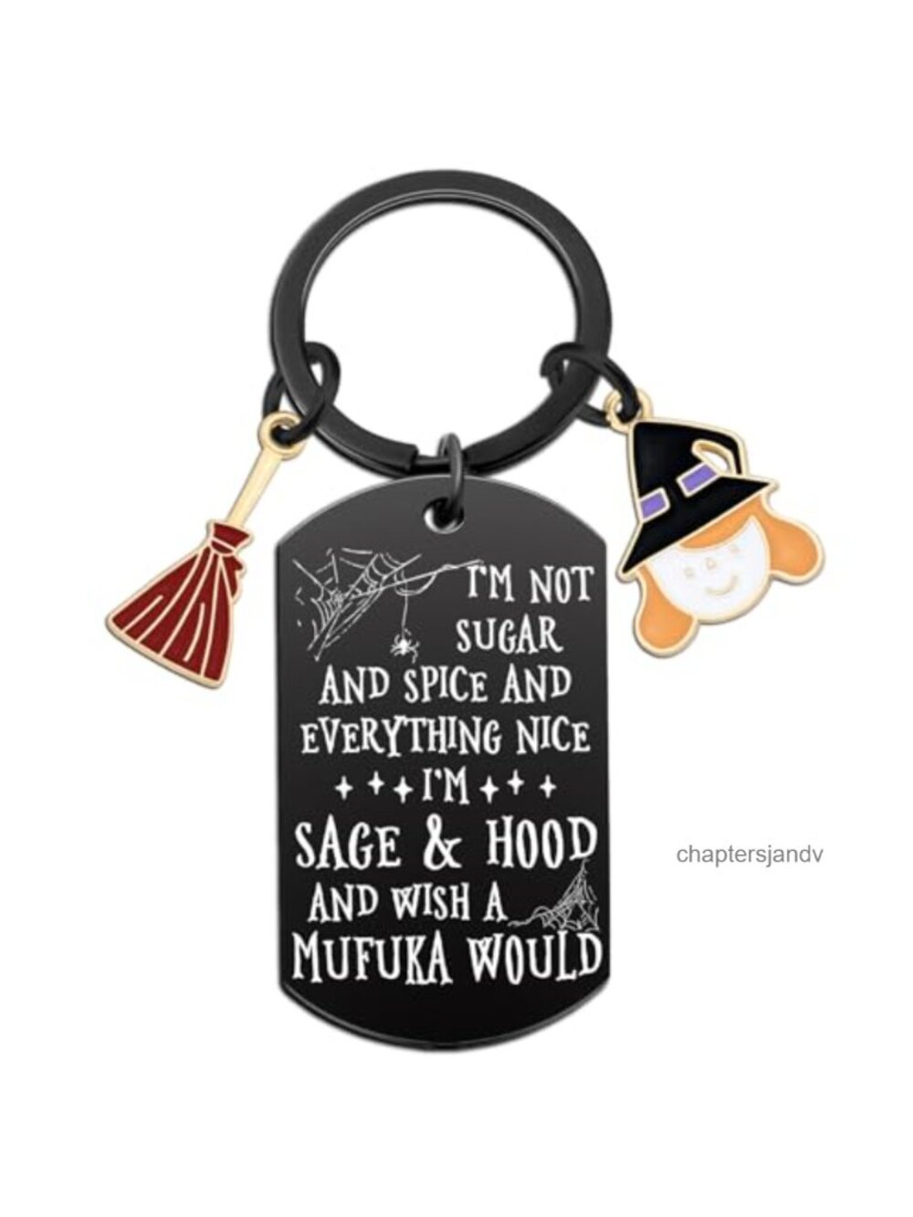 Witchy Witch Keychain Stainless Steel Keyring Halloween Gift for Women
